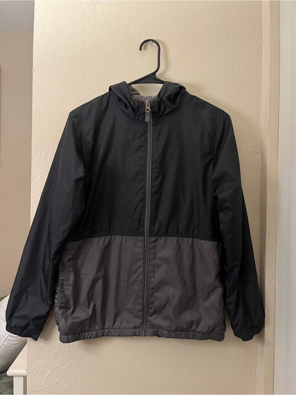 Columbia Black and Dark Gray Hooded Kids Windbreaker